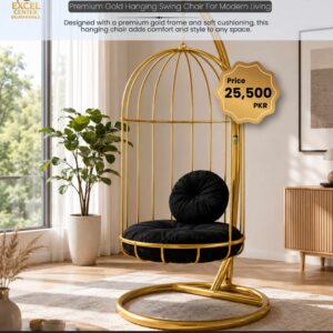 luxury-gold-birdcage-hanging-swing-chair-black-cushion-