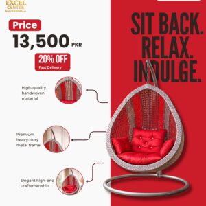 Single seater swing chair price, Hanging egg chair Pakistan, Excel Center Gujranwala furniture, Budget hanging chair 13500 PKR, Rattan single swing, Indoor outdoor balcony swing, Cheap egg chair Gujranwala