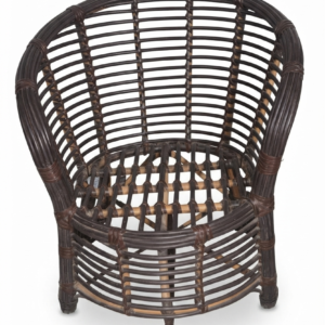 Dark Brown Wicker Barrel Armchair
