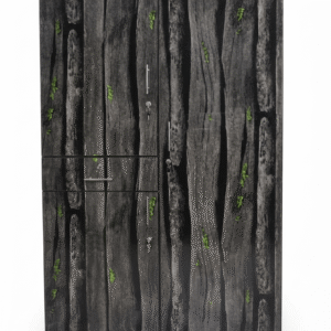 Designer Storage Cupboard – Unique Mossy Wood Texture Print with Drawer & Locker