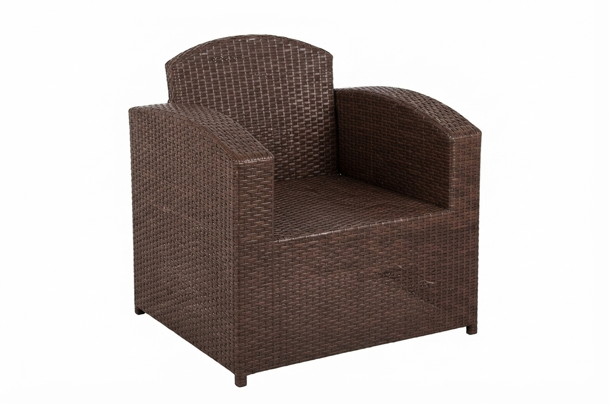 Elegant Brown Rattan Wicker Armchair – Comfortable & Durable