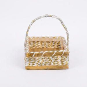 Elegant Gold & White Decorative Woven Basket