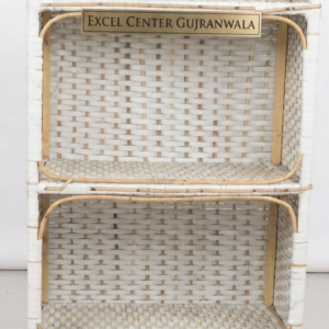 Handcrafted Classic White Rattan Storage Bookshelf