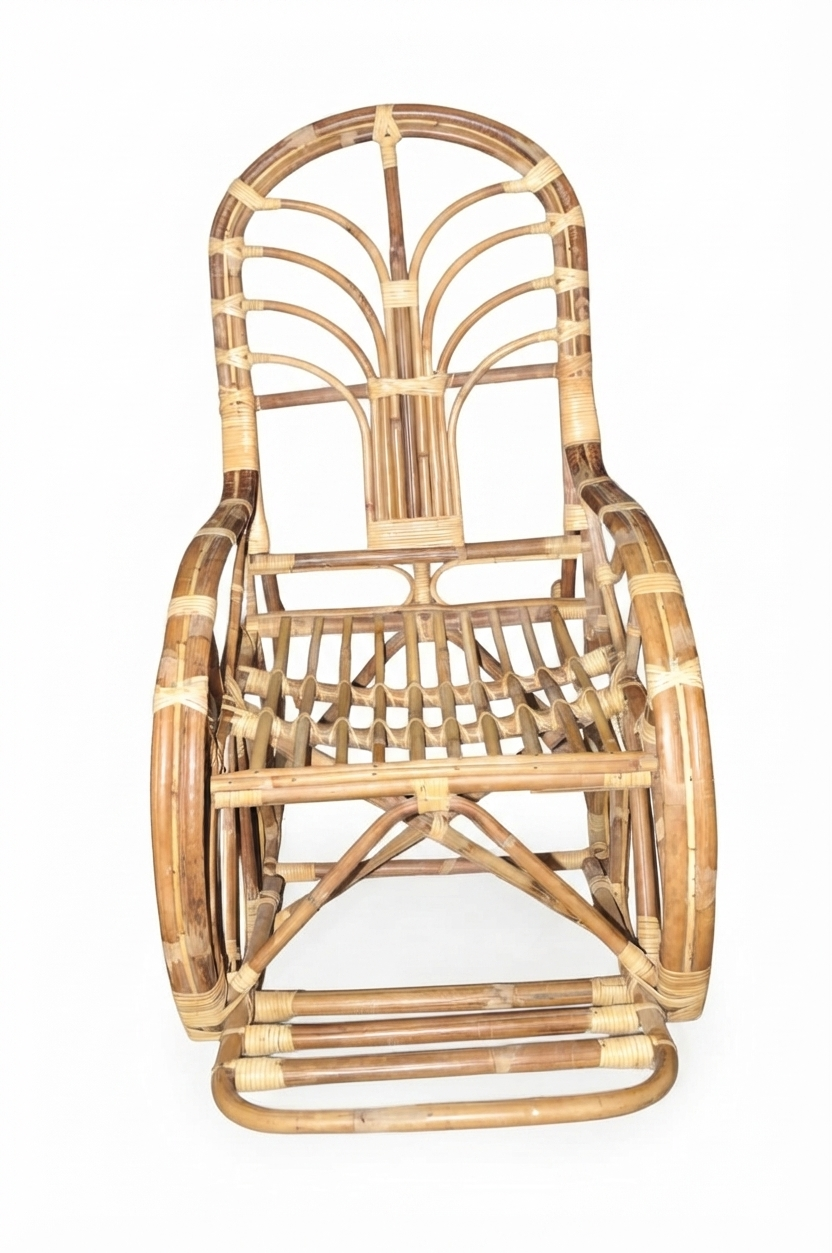 Handcrafted Rattan Rocking Chair – Traditional Natural Wood Finish