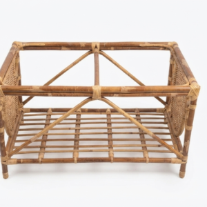 Handcrafted Rattan tea Table – Natural Wood Finish Storage Stand