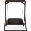 Luxury Outdoor Rattan Swing with Canopy – Dark Brown Garden Hanging Chair