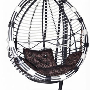 Modern Black & White Hanging Rattan Swing Chair - Excel Center Gujranwala