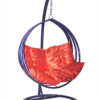 Modern Blue Metal Hanging Swing Chair with Red Cushion