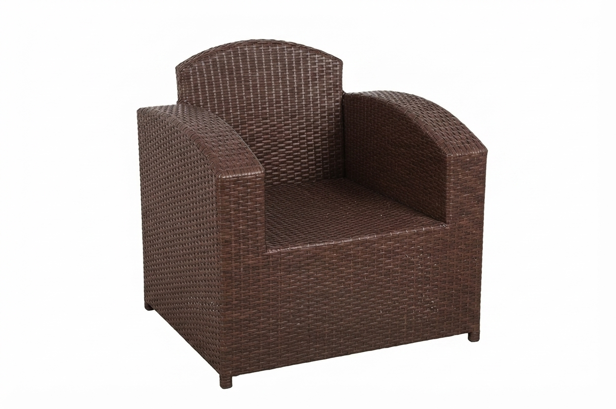 Modern Dark Brown Rattan Club Chair - Excel Center Gujranwala