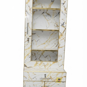 Modern Marble Finish Display Cupboard with Storage