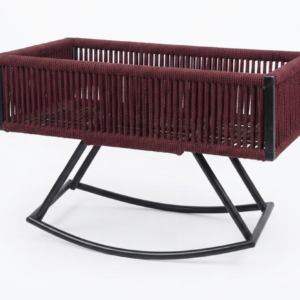 Modern Minimalist Baby Rocking Cradle – Durable Maroon Rope Design