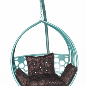 White Wicker Teardrop Hanging Chair with Stand and Cushions