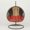 Modern Wicker Egg Swing Chair with Red Cushion – Perfect for Patio or Living Room
