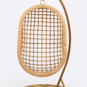 Natural Woven Rattan Hanging Swing Chair with Gold-Tone Stand - Excel Center Gujranwala