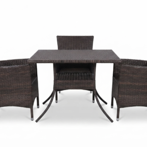 Premium Brown Wicker Patio Dining Set (1 Table and 3 Chairs)