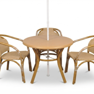 Rattan Dining Set with Table and Umbrella