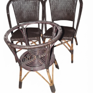 Stylish Dark Brown Rattan Bistro Set – 2 Chairs and Matching Round Table
