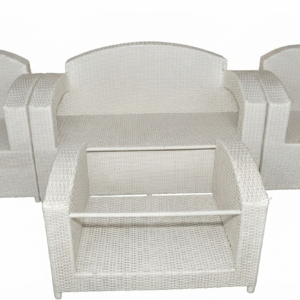 Stylish White Wicker Patio Sofa Set - Modern Outdoor Lounge Furniture
