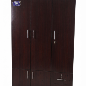 Three-Door Wooden Wardrobe with Drawers