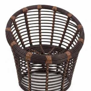 Dark Brown Woven Rattan Accent Chair Lounge Seating